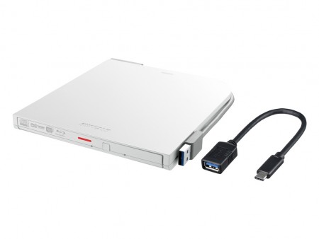 MacBookにも繋がる、Type-C変換アダプタ付属のポータブルBlu-ray、バッファロー「BRXL-PT6U3-C」