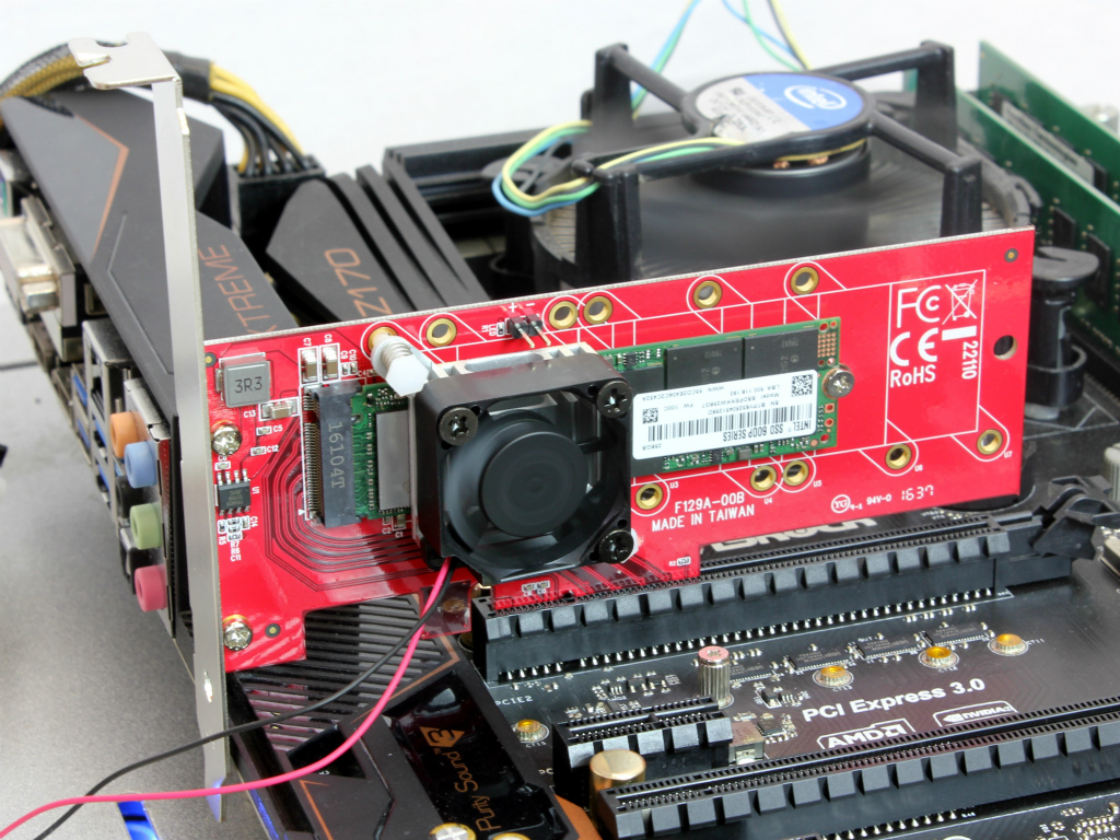 初の空冷ファン搭載M.2 SSDクーラー、玄人志向「M.2F-PCIE」実力