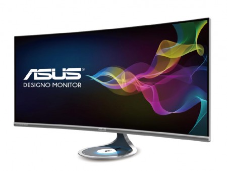 Qi充電パッド標準の37.5インチ曲面液晶ディスプレイ、ASUS「MX38VQ」