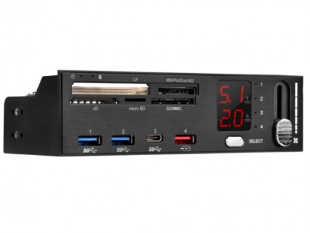 USB出力が確認できる5.25インチベイ向け多機能パネル、SilverStone「SST-FP59」