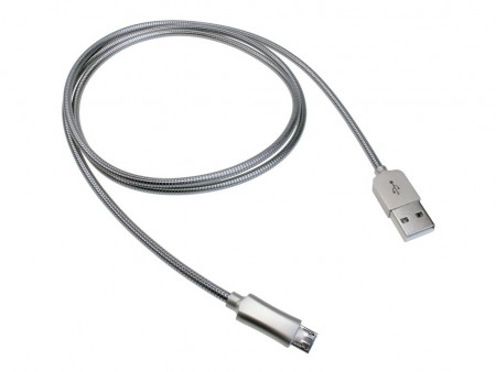 断線や汚れに強い、上海問屋「アルミ素材の蛇腹microUSBケーブル(95cm)」