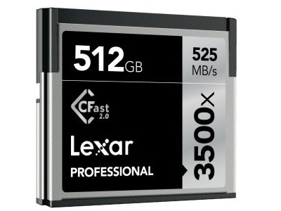 レキサー、3,500倍速のCFast 2.0カード「Professional 3500x」に512GBモデル追加