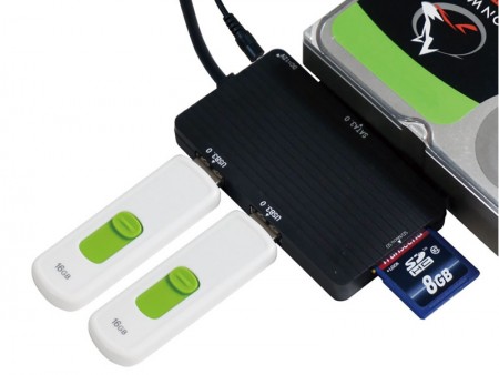 アオテック、USBハブとカードリーダーが付いた珍品USB3.0対応HDD変換アダプタ