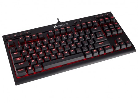 Cherry MX赤軸採用のテンキーレスゲーミングキーボード、CORSAIR「K63」