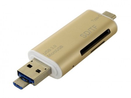 USB Type-A/-C/microUSBの3種類のコネクタ搭載するマルチカードリーダーが上海問屋から発売
