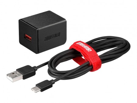 バッファロー、端末を自動で判別するUSB Type-A to Type-Cケーブル付き急速充電器
