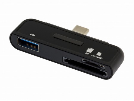 スマホにSD/microSDカードとUSB機器が繋がる、Tyep-C接続のカードリーダーがグリーンハウスから