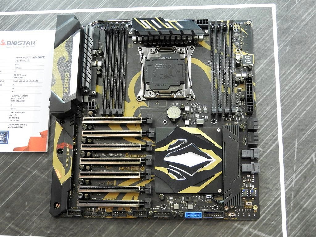 COMPUTEX】BIOSTAR、10ギガビットLAN搭載のX299最上位「X299GT9」を披露。VGA8枚のマイニングデモも実施 -  エルミタージュ秋葉原