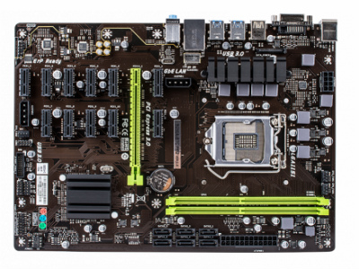 PCIeスロット12本のBitCoin採掘向けB250マザーボード、SUPoX「B250A-BTC PRO」