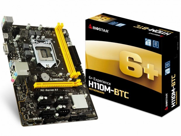 6枚のVGAを搭載できるマイニング向けMicroATXマザー、BIOSTAR「H110M-BTC」