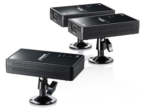 サンワサプライ、2つの離れたディスプレイに信号を送れる無線HDMIエクステンダー発売