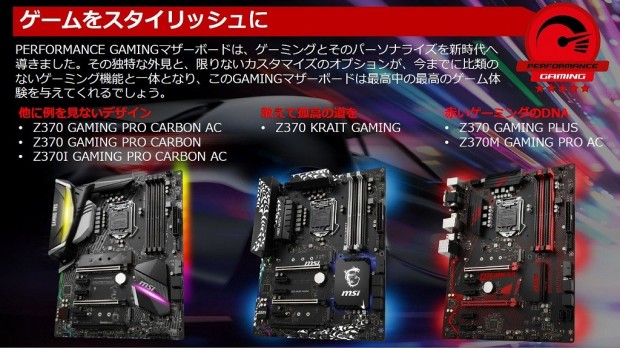 MSIの「Intel Z370」チップセット搭載マザーボードが一斉リリース