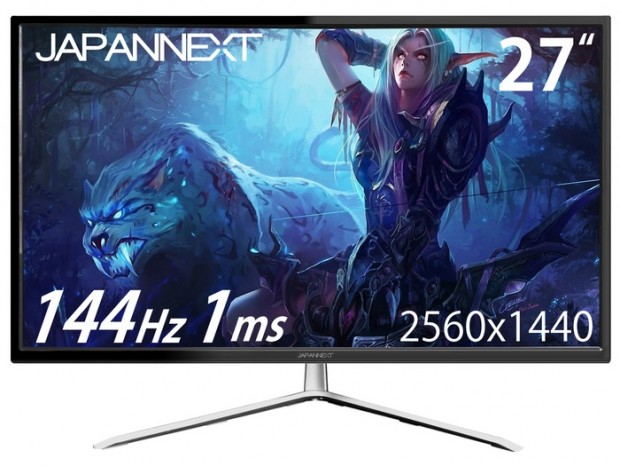 144Hz/1ms駆動の27型WQHDゲーミング液晶、JAPANNEXT「JN-IPS27144WQHD」