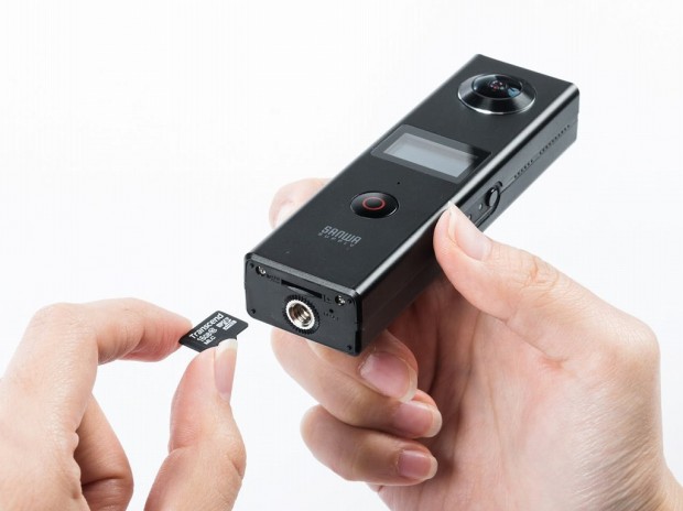全方位撮影ができるデュアルレンズカメラ、サンワダイレクト「全天球360度カメラ」