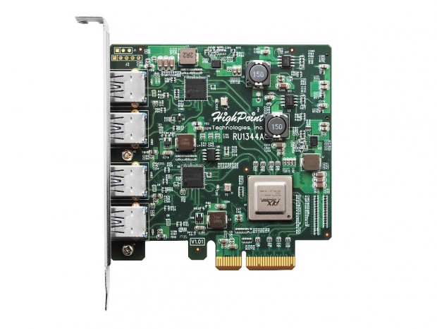 同時使用でも転送速度が落ちない4ポートUSB3.1カード、HighPoint「RocketU 1344A」