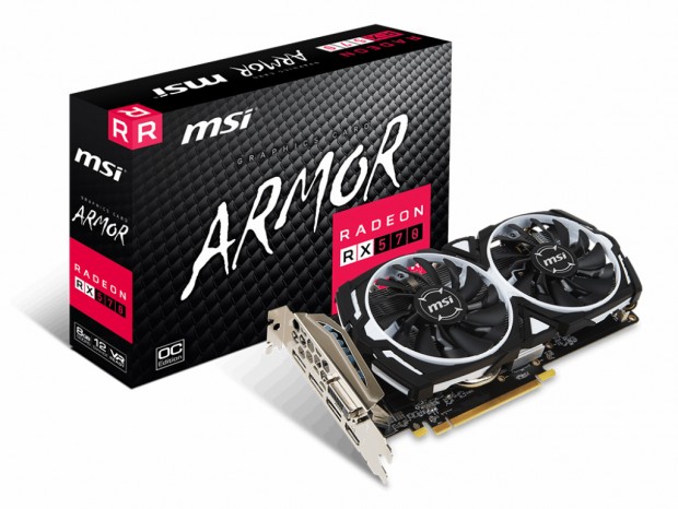 セミファンレスクーラー搭載RX 570 OCモデル、MSI「Radeon RX 570 ARMOR 8G OC」