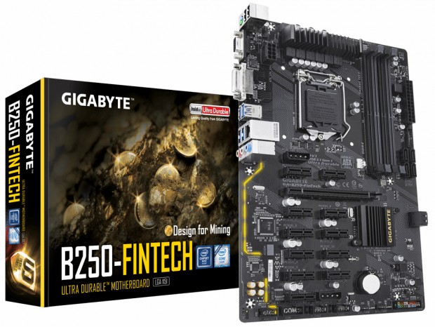 PCIeスロット12本のマイニング向けマザーボード、GIGABYTE「GA-B250-FinTech」