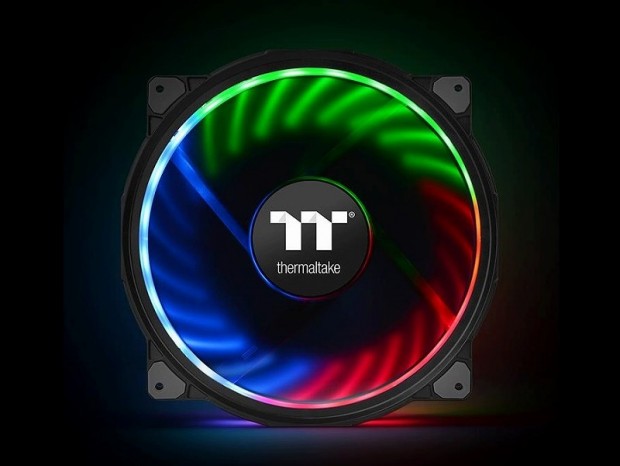 Thermaltake、スマホから音声制御できる合計24灯LED内蔵の200mmリングRGBファン
