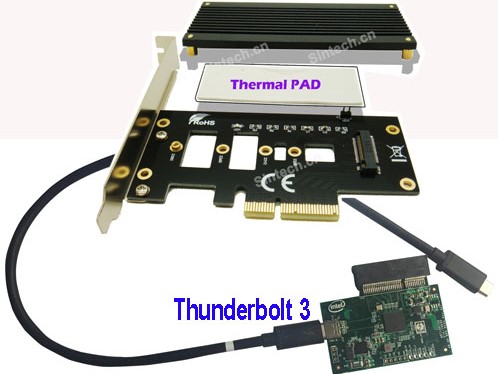 Sintech、PCIe M.2 SSDをThunderbolt 3に変換するアダプタ「ST-M2PCEU31」発売