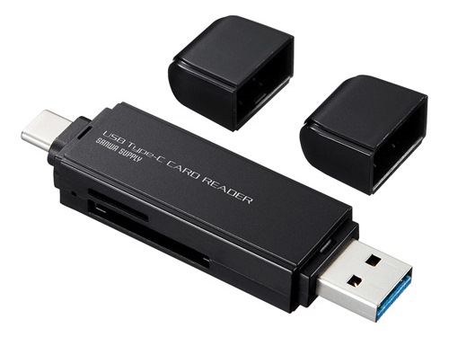 Type-A/C両対応のコンパクトSDカードリーダ、サンワサプライ「ADR-3TCMS6BK」