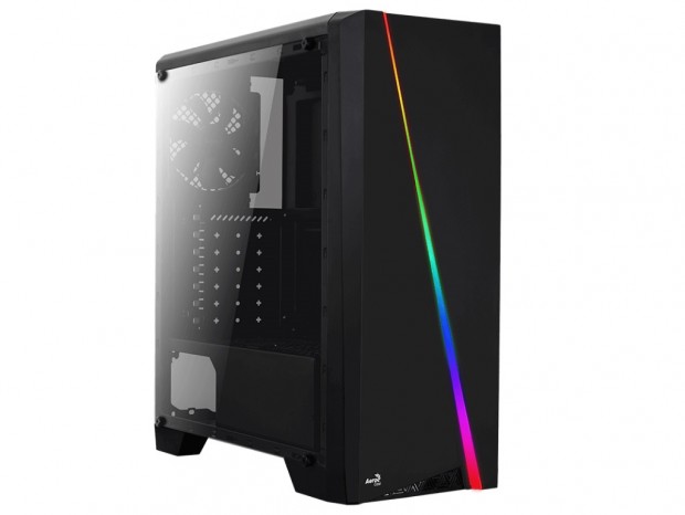 バックスラッシュLEDデザインのミドルタワーPCケース、Aerocool「Cylon」