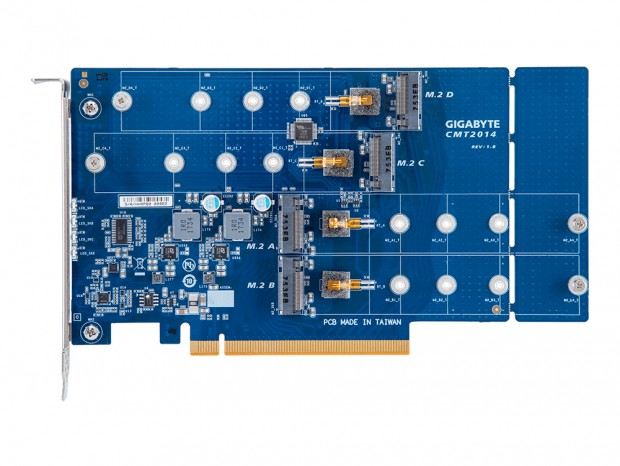 GIGABYTE、NVMe M.2 SSDを4枚搭載できるPCIe（x16）変換カード「CMT2014」