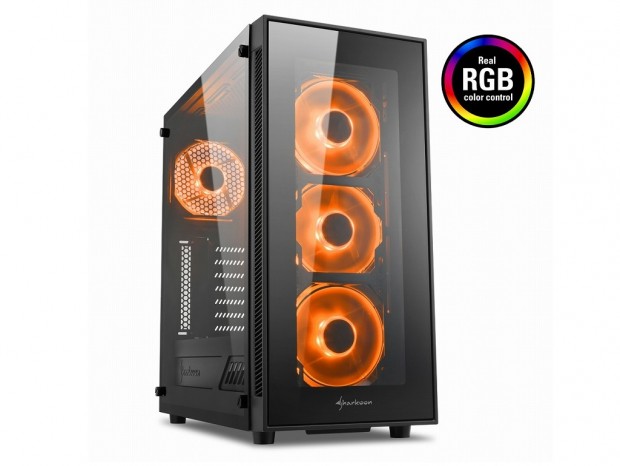 6ポートRGBハブと強化ガラス採用ミドルタワー、SHARKOON「TG5 RGB」