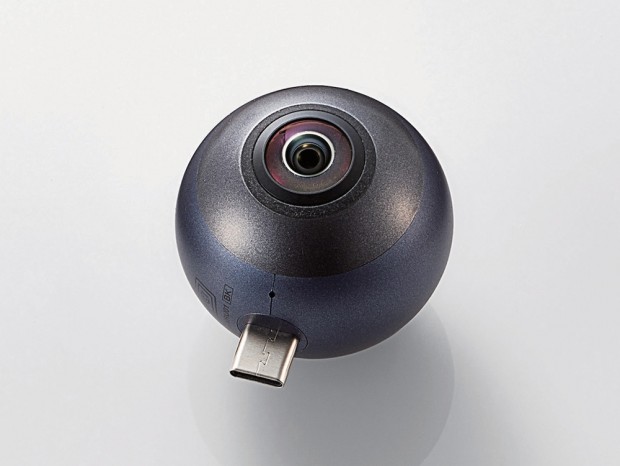4つのビューモードに対応する360°VRカメラ、エレコム「OMNI shot mini」