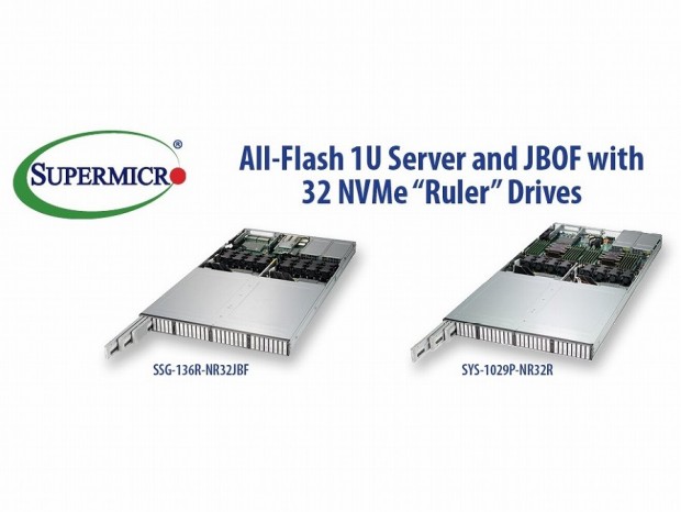 Supermicro、Intelの最新サーバーフラッシュ“Ruler”を32基搭載した1Uサーバー＆1U JBOF