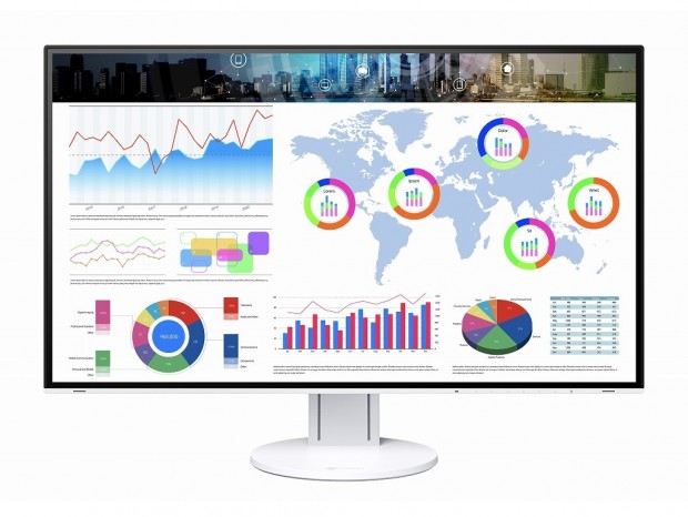 4辺フレームレス・フルフラットの31.5型4K液晶ディスプレイ、EIZO「FlexScan EV3285」