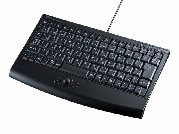 サンワサプライ、親指操作の光学式トラックボール内蔵キーボードを発売