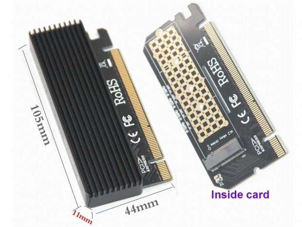 M.2 SSDをPCIe（x16）に変換するヒートシンク付き変換アダプタがSintechから