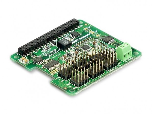 最大16個のサーボモータやLEDを制御できる、ラズパイ用のパルス入出力ボードがラトックから