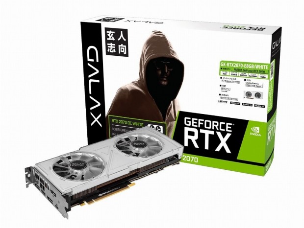 玄人志向、1,830MHz動作に対応したGALAXコラボRTX 2070「GK-RTX2070-E8GB/WHITE」
