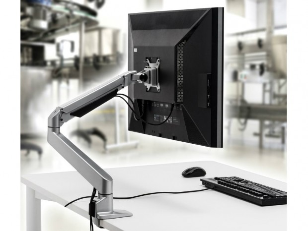 重い液晶もラクに動く、ガススプリング式モニタアームがサンワダイレクトから