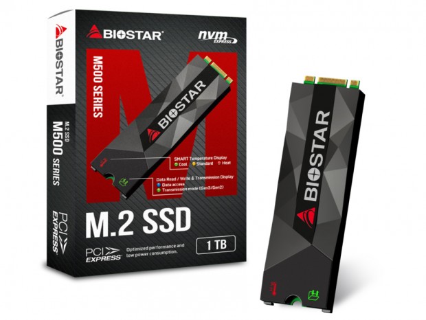 SMART Display機能を搭載したNVMe M.2 SSD、BIOSTAR「M500」シリーズ