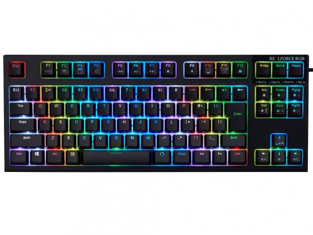 東プレ、APC対応のテンキーレスゲーミングキーボード「REALFORCE RGB TKL」12月発売