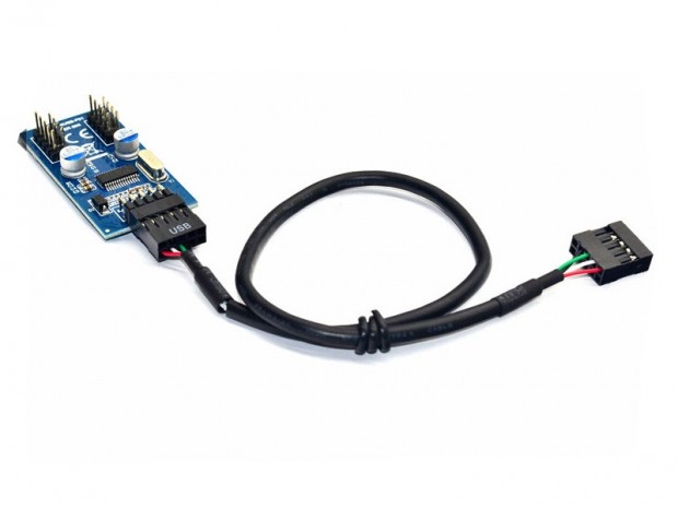 USB 9pinヘッダを2系統に拡張するハブアダプタ、Sintech「PA-ADP4USB-F01」