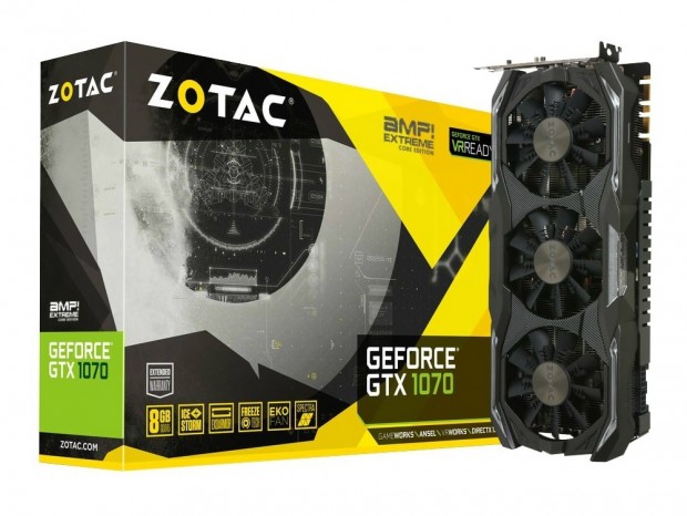 3連ファンクーラーを搭載する「ZOTAC GeForce GTX 1070 AMP Extreme Core GDDR5」