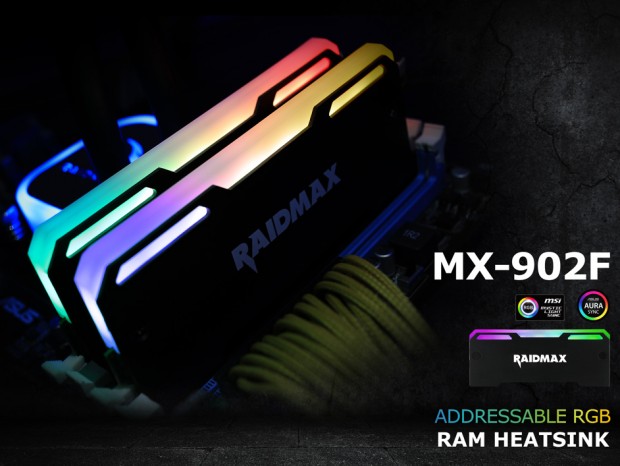 アドレサブルRGB LED搭載のメモリ用ヒートシンク、RAIDMAX「MX-902F」