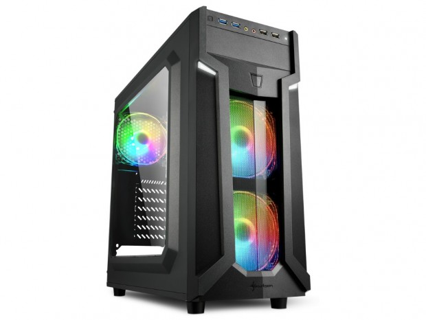 LEDファンを3基搭載するエントリーミドルタワー、SHARKOON「VG6-W」シリーズ