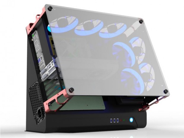 マザーボードを斜めに設置するセミオープンフレームPCケース、X2