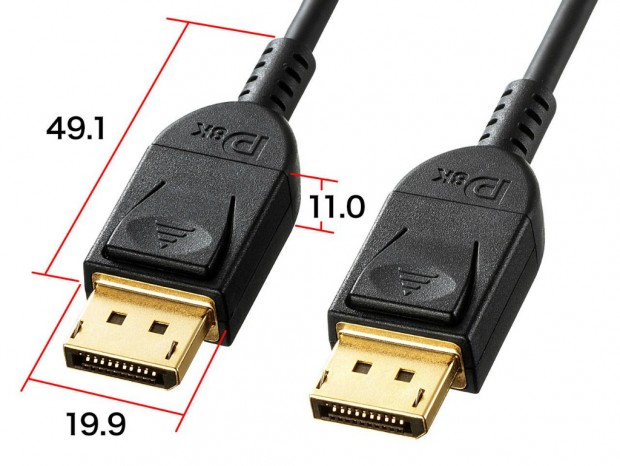 8K/60Hz信号に対応するDisplayPortケーブル、サンワサプライ「KC-DP14」シリーズ