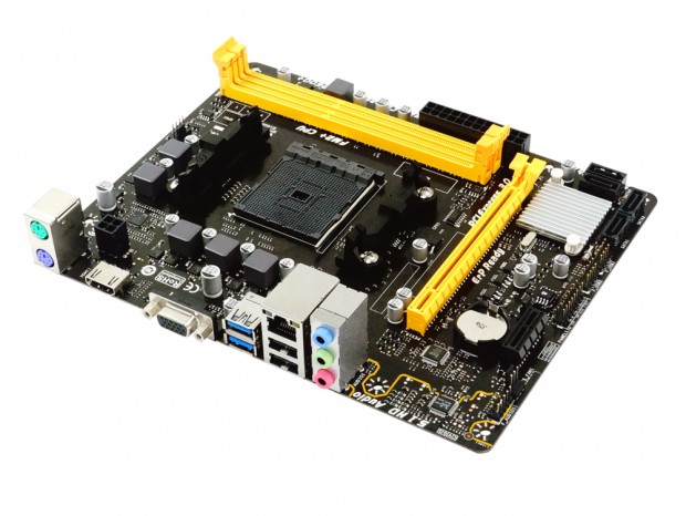 Socket FM2+対応のエントリーMicroATXマザーボード、BIOSTAR「A68MHE」