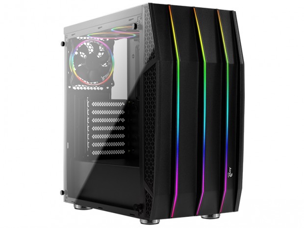 アドレサブルRGBと2面強化ガラス採用のミドルタワーPCケース、Aerocool「Klaw」
