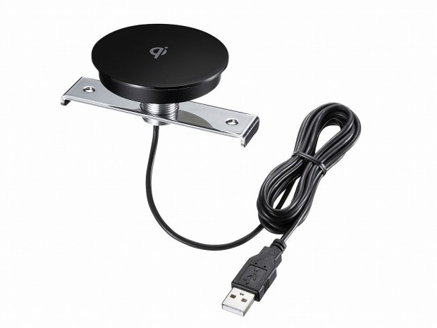 サンワサプライ、デスクに埋め込むQiワイヤレス充電器を発売