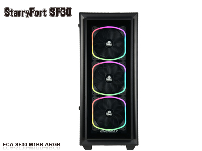 四角く発光するARGBファン×4搭載の2面強化ガラスケース、ENERMAX「StarryFort SF30」