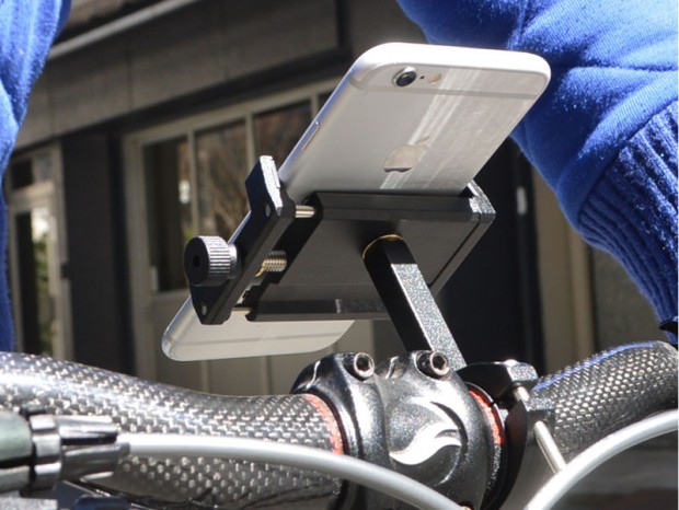 操作しても揺れないネジ固定式 アルミニウム製自転車 バイク用スリムスマホホルダー エルミタージュ秋葉原