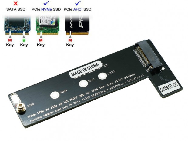Mac MiniにPCIe M.2 SSDを搭載する変換アダプタがSintechから