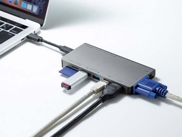 HDMIやLANなどをケーブル1本で増設できるType-Cドッキングハブがサンワサプライから